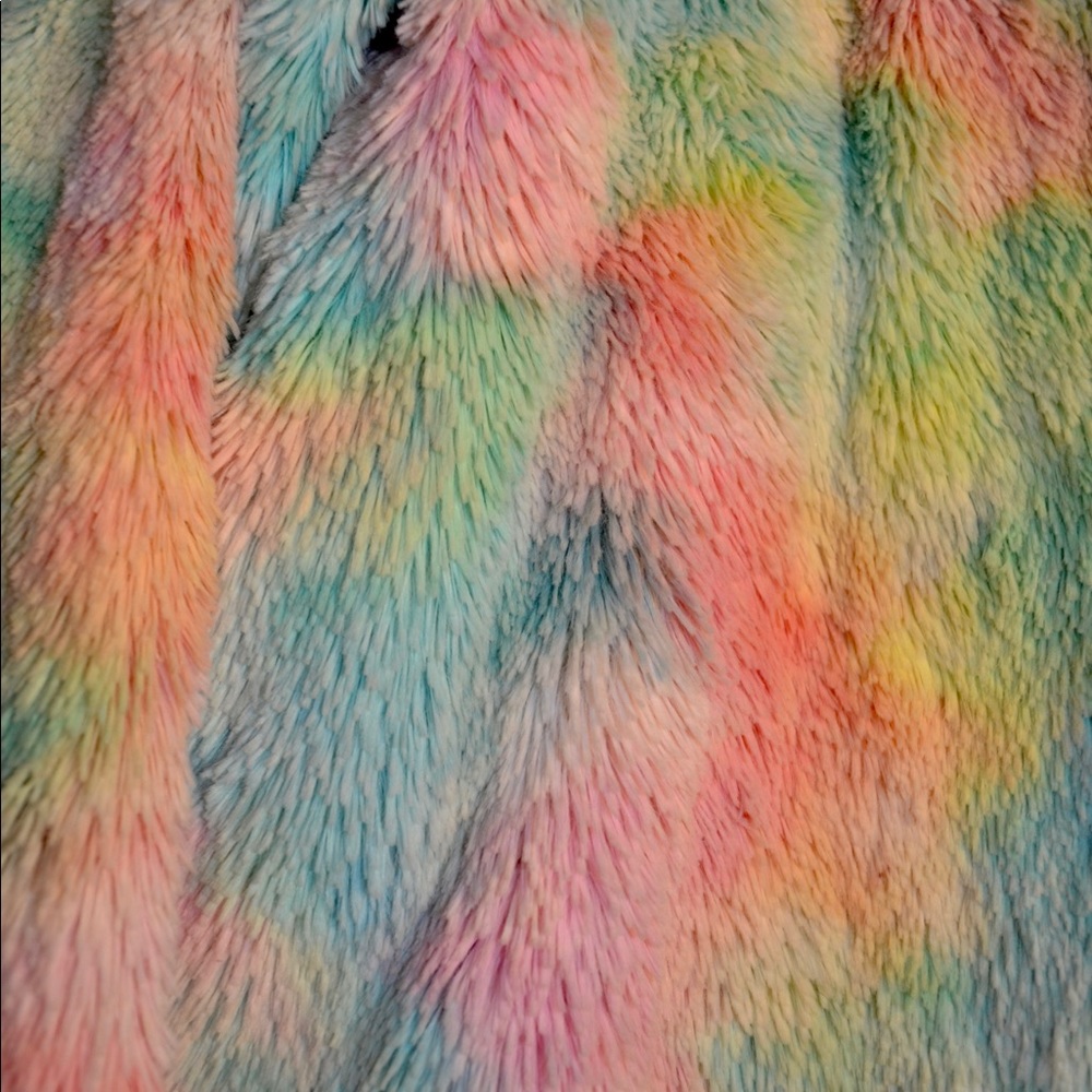 Miracle eye rainbow faux fur rave jacket size M - Picture 2 of 4